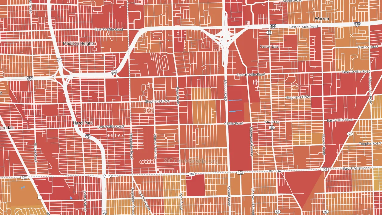 48091, MI Map of Vehicle Theft Rates