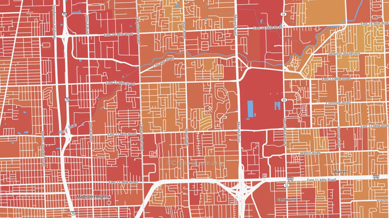 48092, MI Map of Vehicle Theft Rates