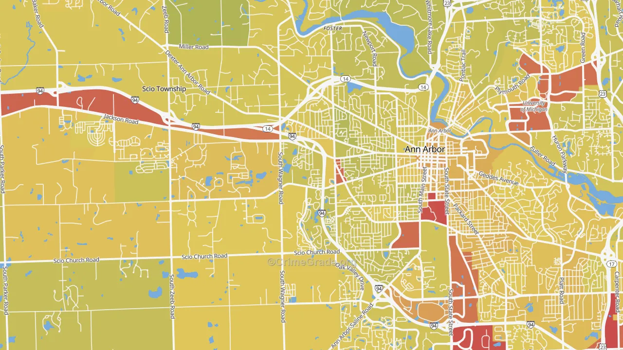 48103, MI Map of Vehicle Theft Rates