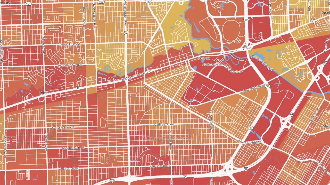 48124, MI Map of Vehicle Theft Rates