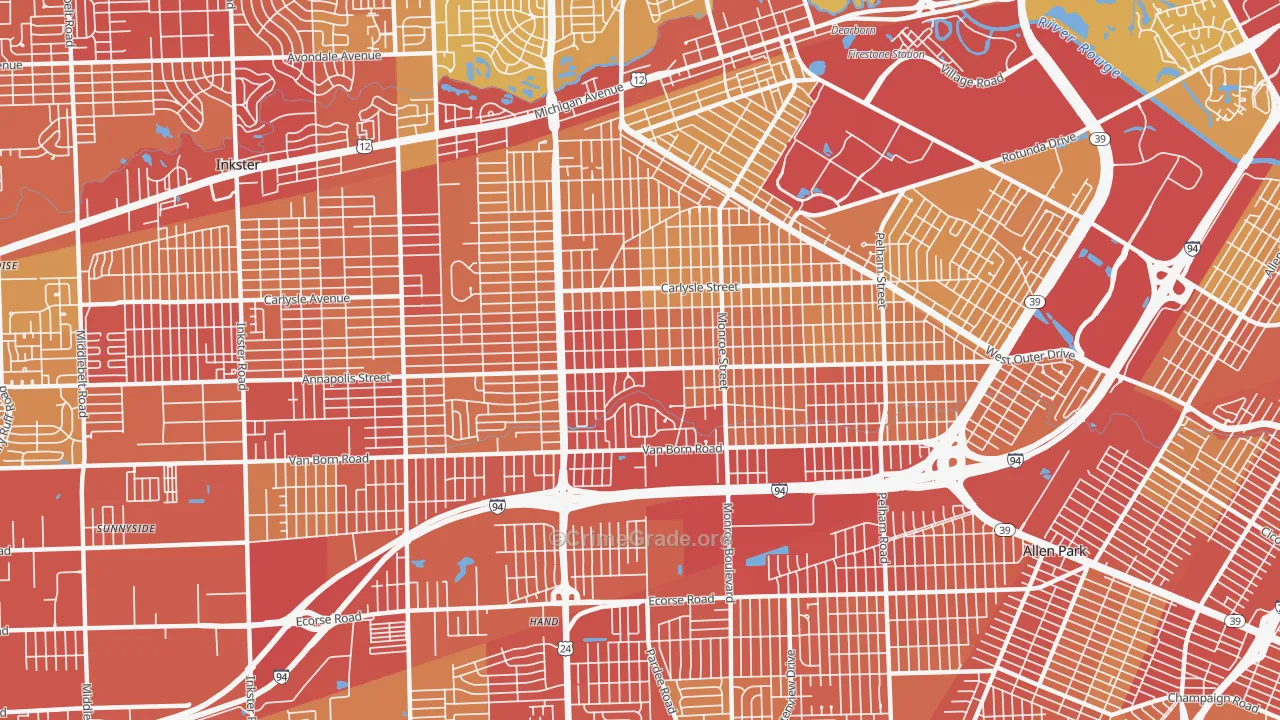 48125, MI Map of Vehicle Theft Rates