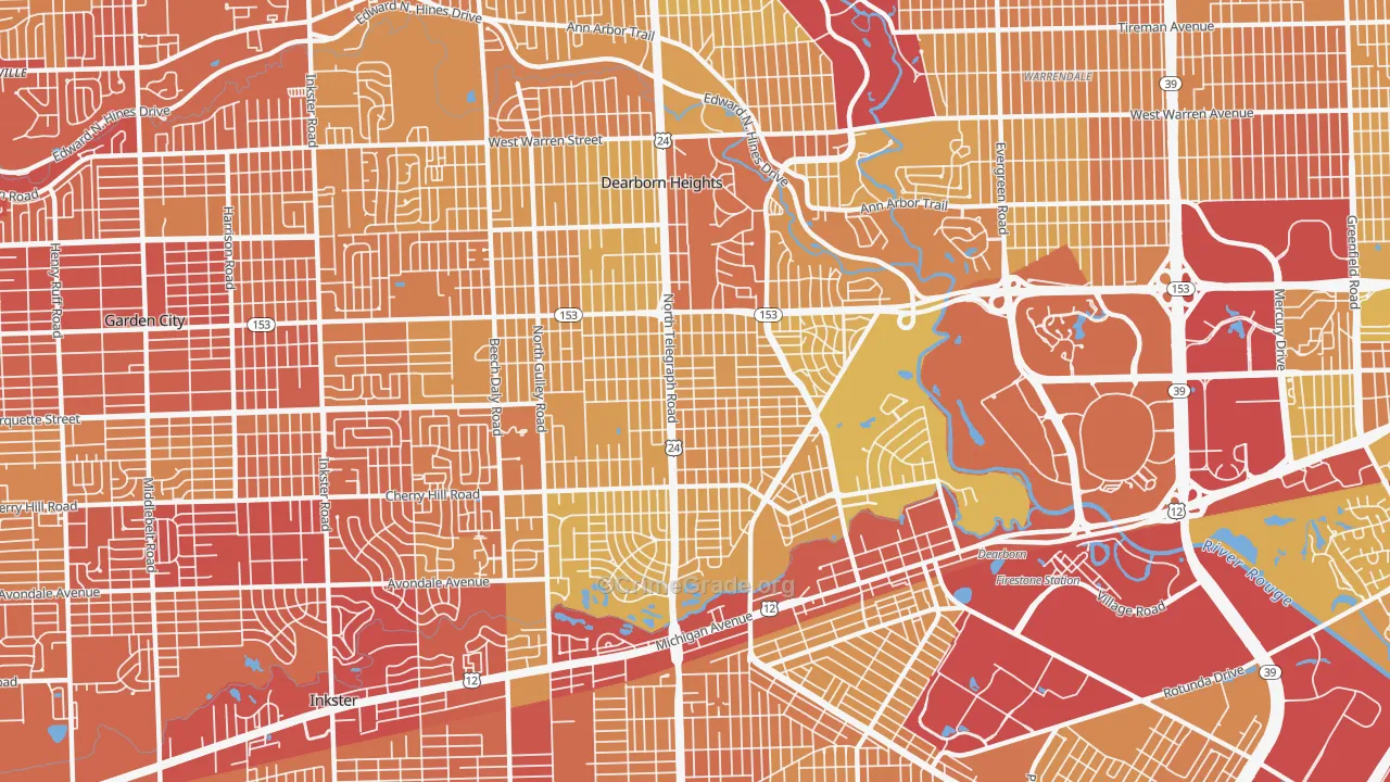 48128, MI Map of Vehicle Theft Rates