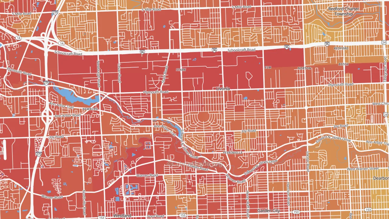 48150, MI Map of Vehicle Theft Rates