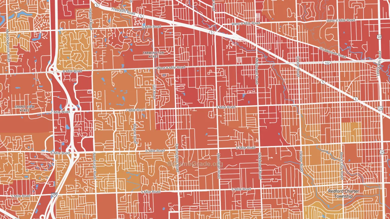 48152, MI Map of Vehicle Theft Rates