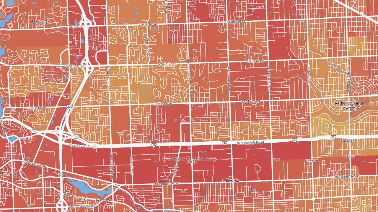 48154, MI Map of Vehicle Theft Rates