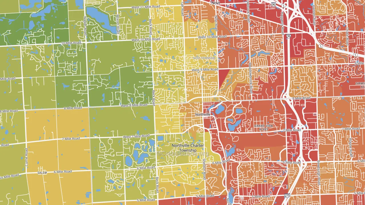 48167, MI Map of Vehicle Theft Rates