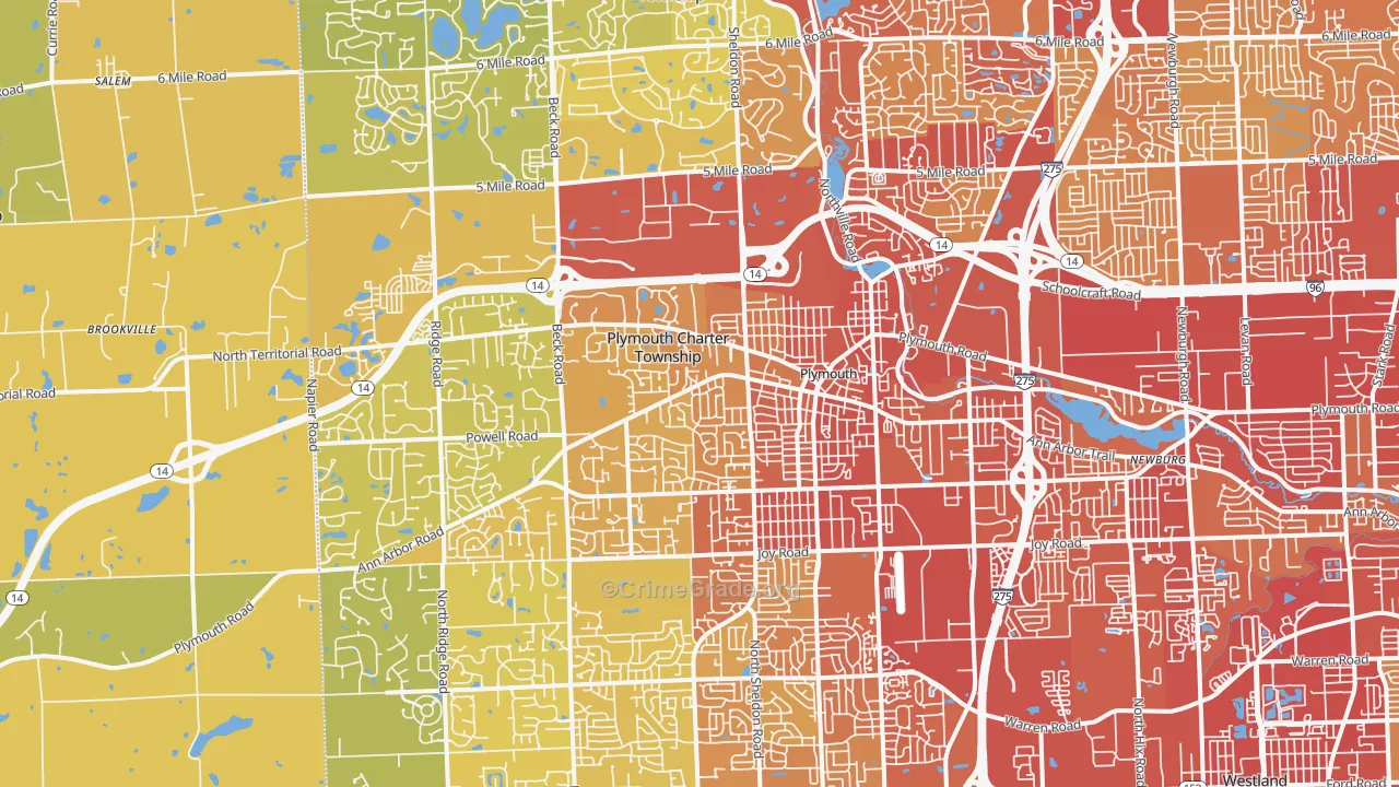 48170, MI Map of Vehicle Theft Rates