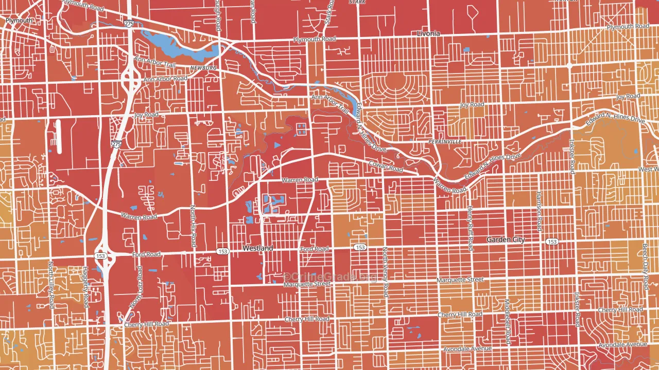 48185, MI Map of Vehicle Theft Rates