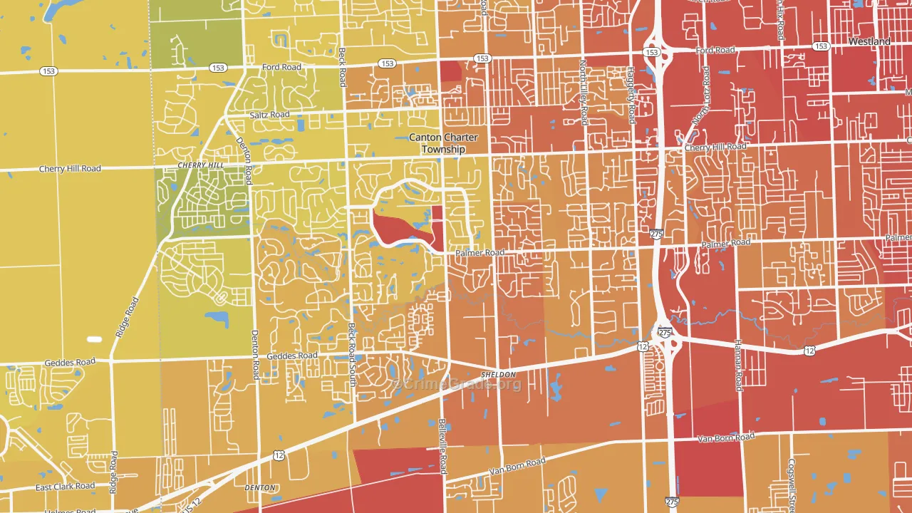 48188, MI Map of Vehicle Theft Rates