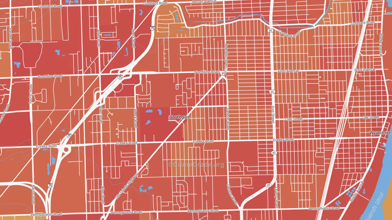48195, MI Map of Vehicle Theft Rates