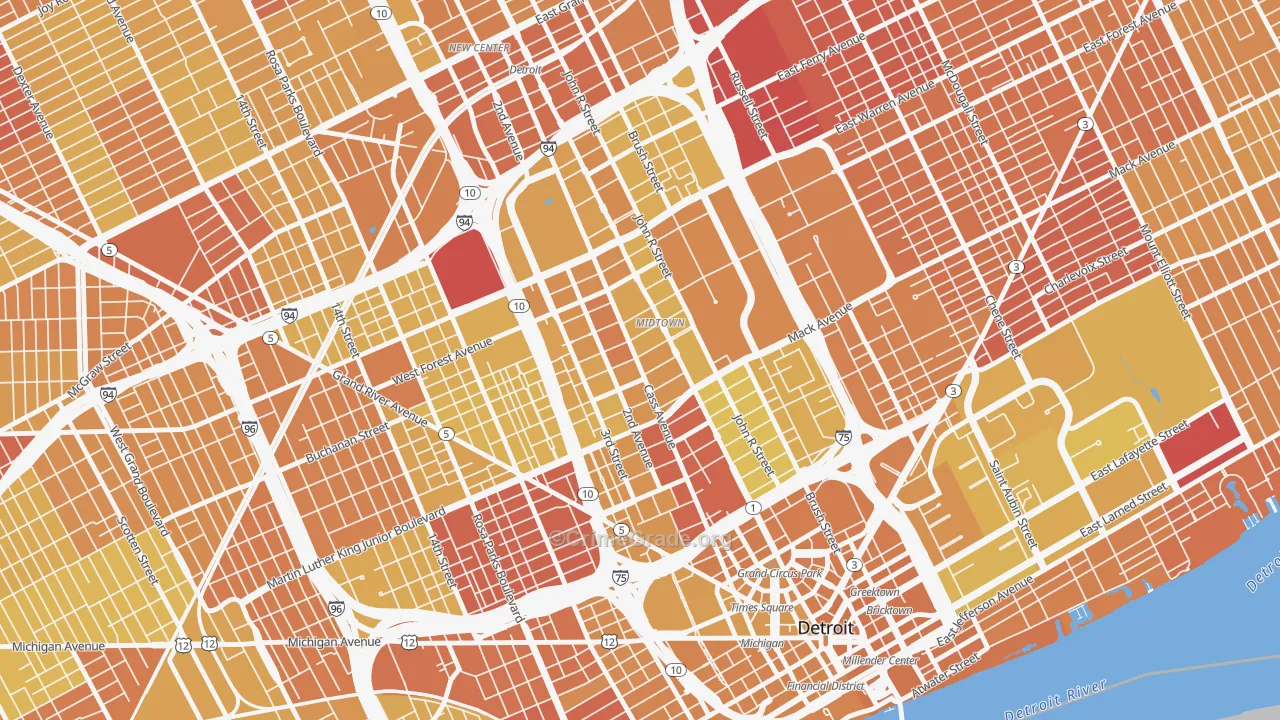 48201, MI Map of Vehicle Theft Rates