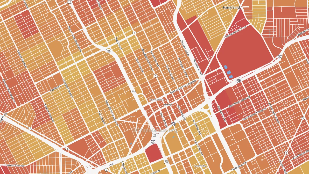 48202, MI Map of Vehicle Theft Rates