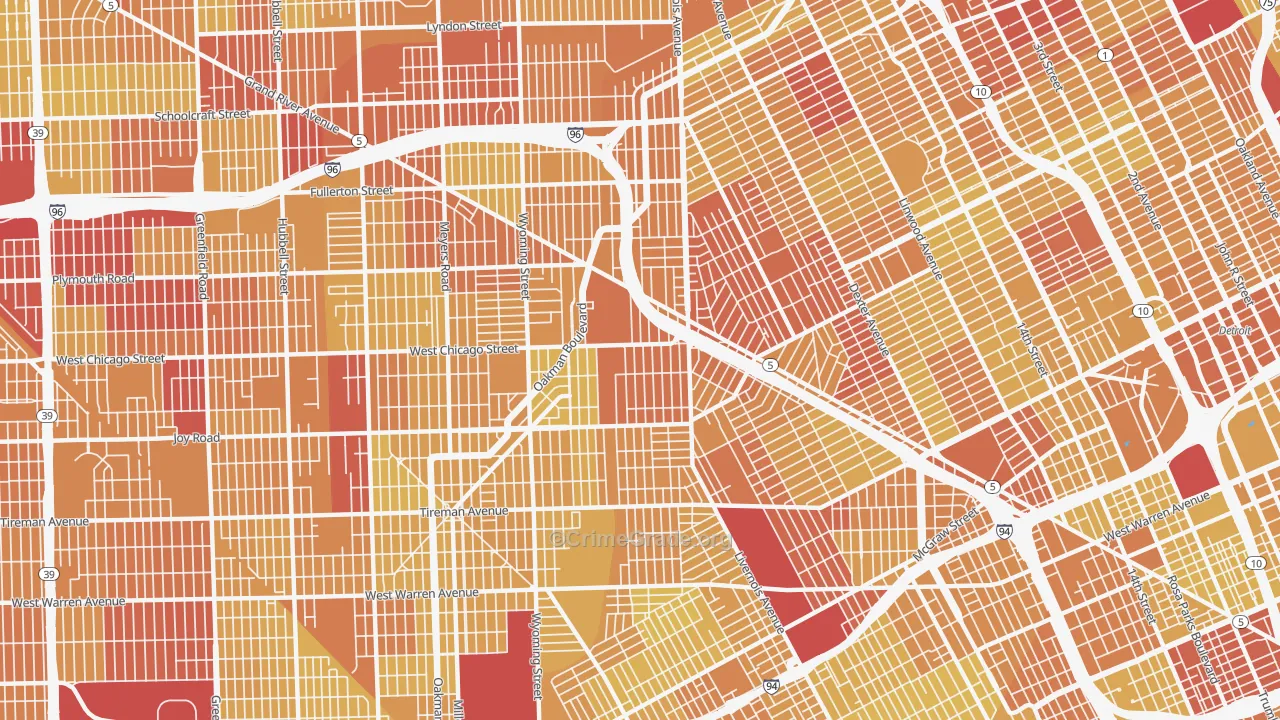 48204, MI Map of Vehicle Theft Rates
