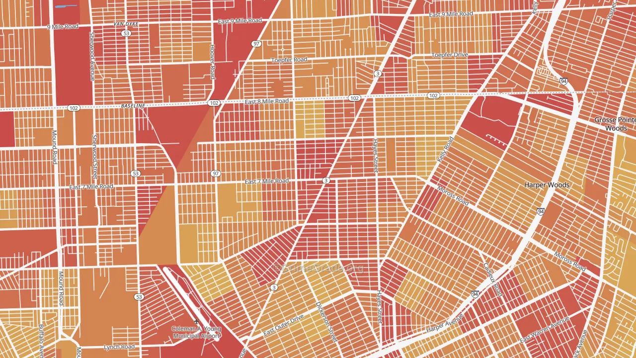 48205, MI Map of Vehicle Theft Rates
