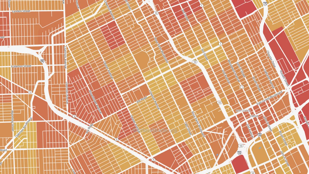48206, MI Map of Vehicle Theft Rates