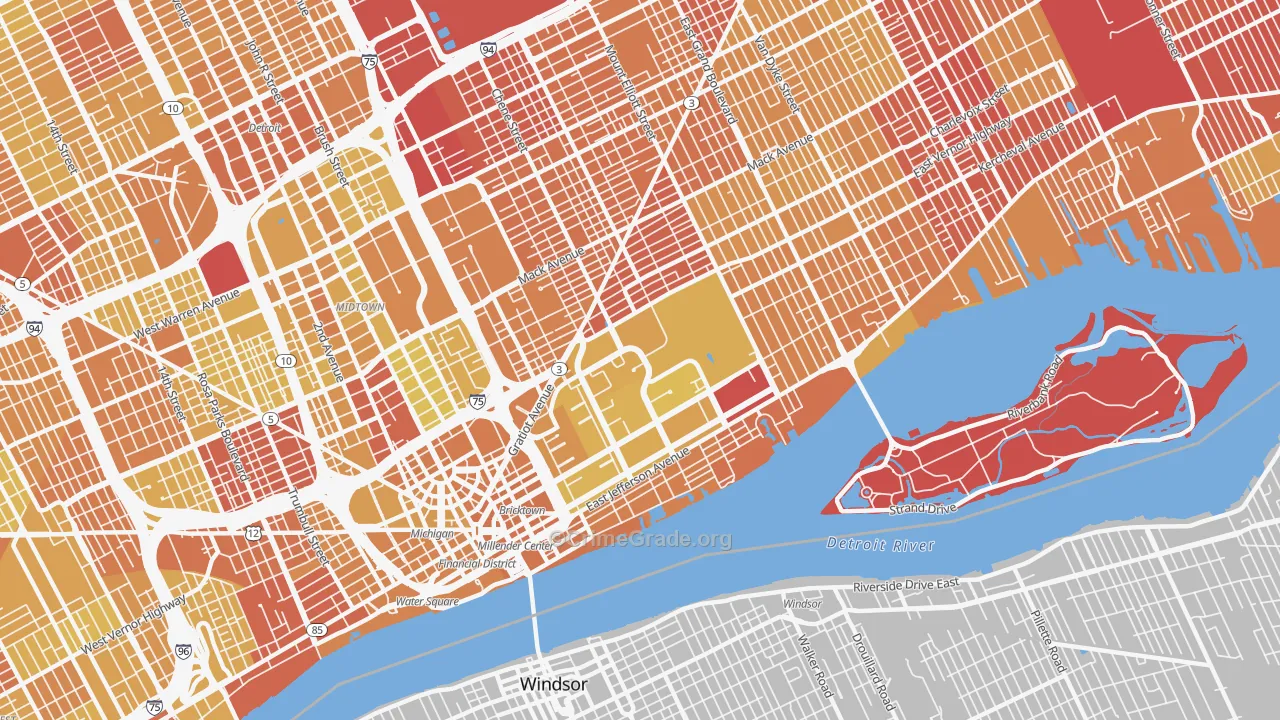 48207, MI Map of Vehicle Theft Rates