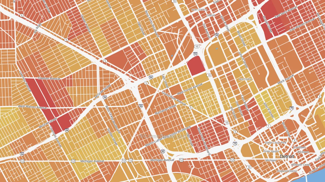 48208, MI Map of Vehicle Theft Rates