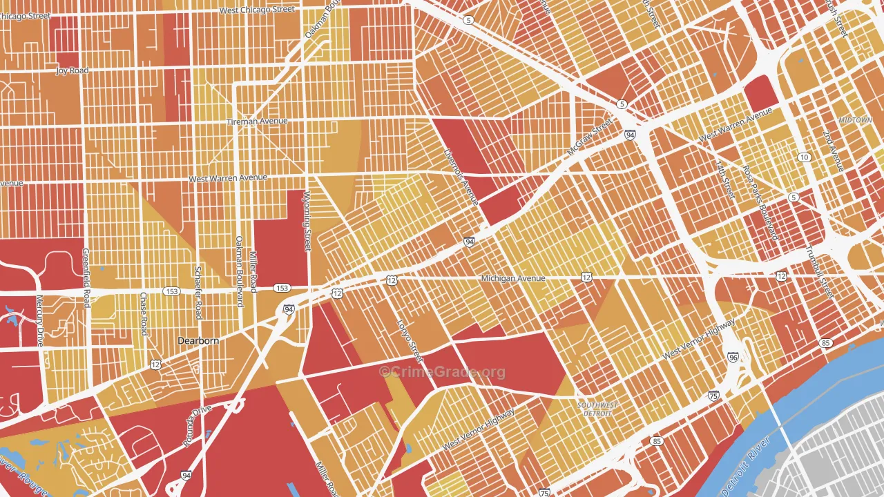 48210, MI Map of Vehicle Theft Rates