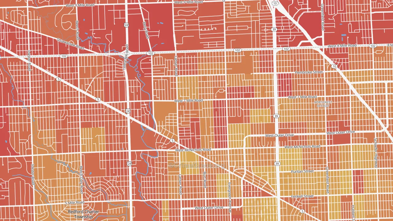 48219, MI Map of Vehicle Theft Rates