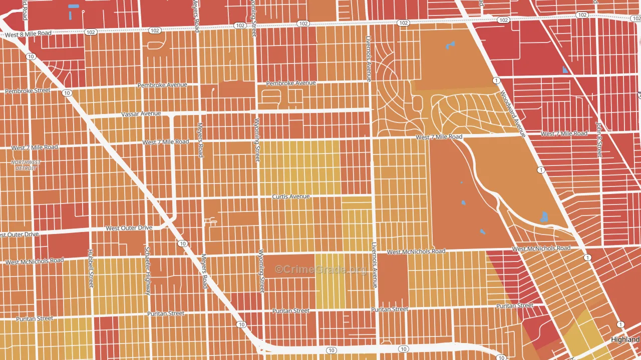 48221, MI Map of Vehicle Theft Rates
