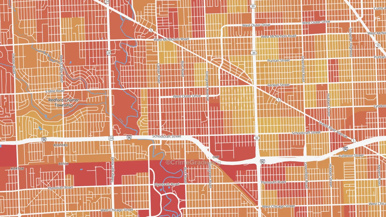 48223, MI Map of Vehicle Theft Rates