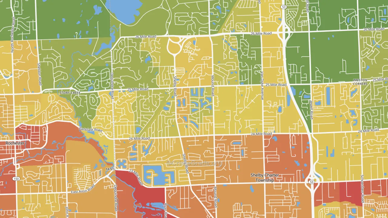 48316, MI Map of Vehicle Theft Rates