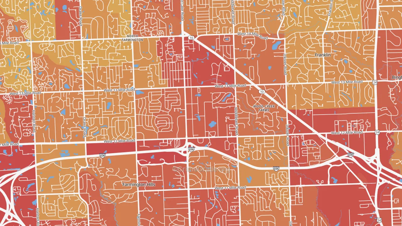 48334, MI Map of Vehicle Theft Rates