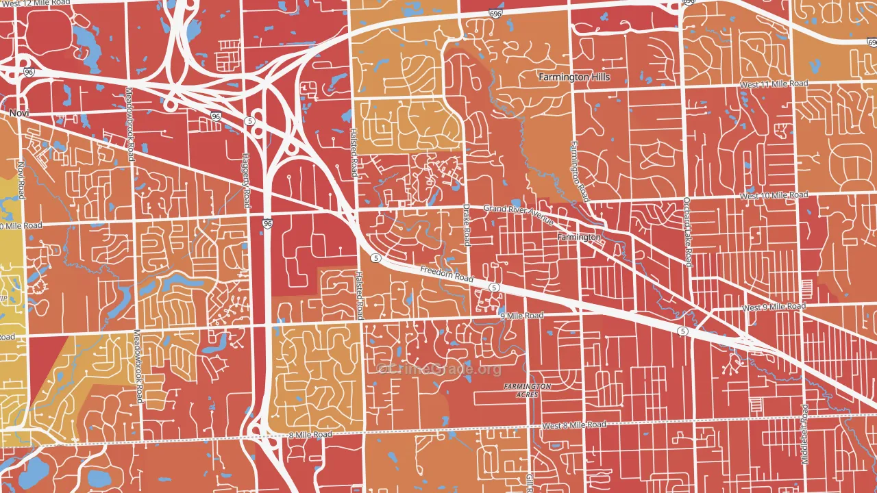 48335, MI Map of Vehicle Theft Rates