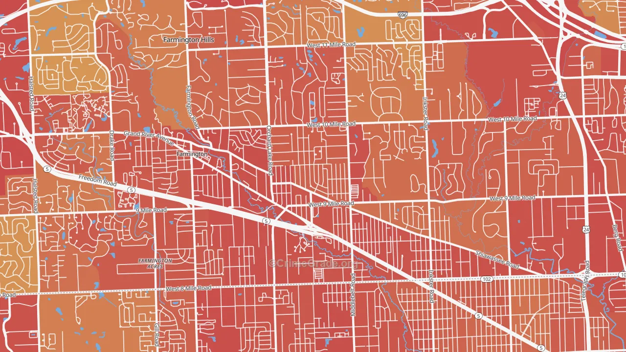 48336, MI Map of Vehicle Theft Rates