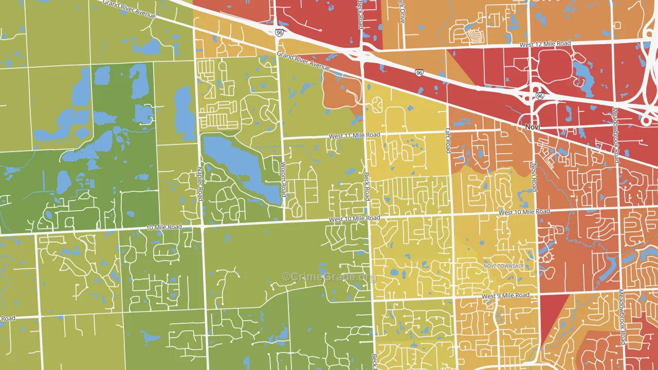 48374, MI Map of Vehicle Theft Rates