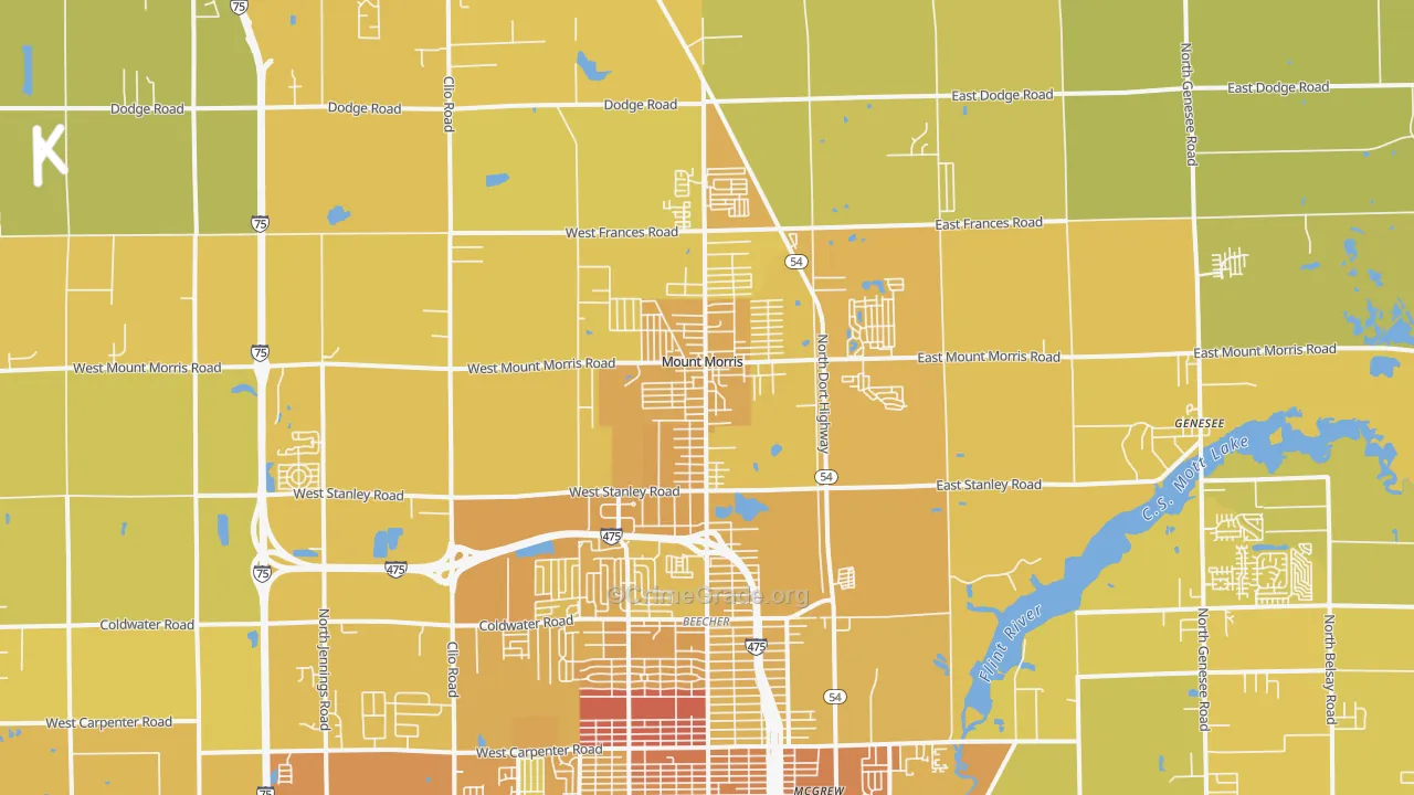 48458, MI Map of Vehicle Theft Rates
