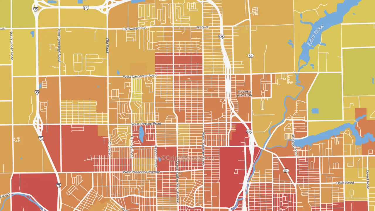 48505, MI Map of Vehicle Theft Rates