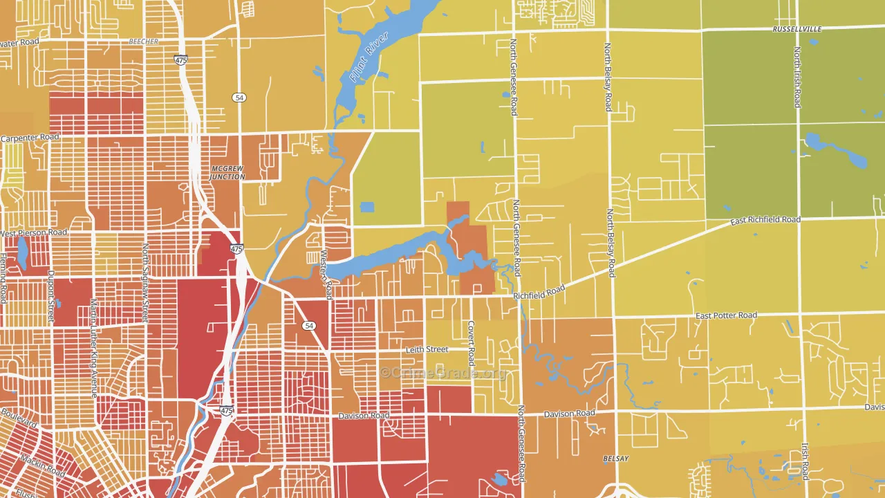 48506, MI Map of Vehicle Theft Rates