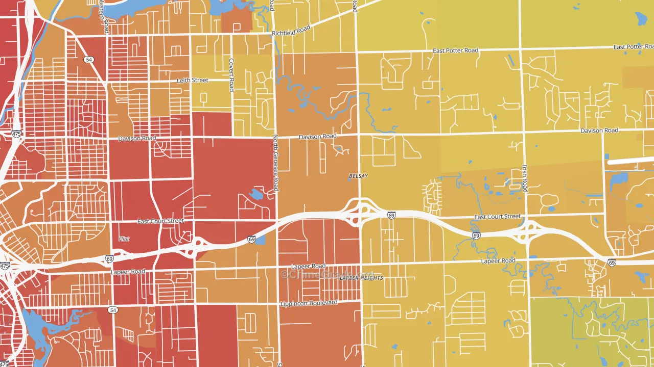 48509, MI Map of Vehicle Theft Rates