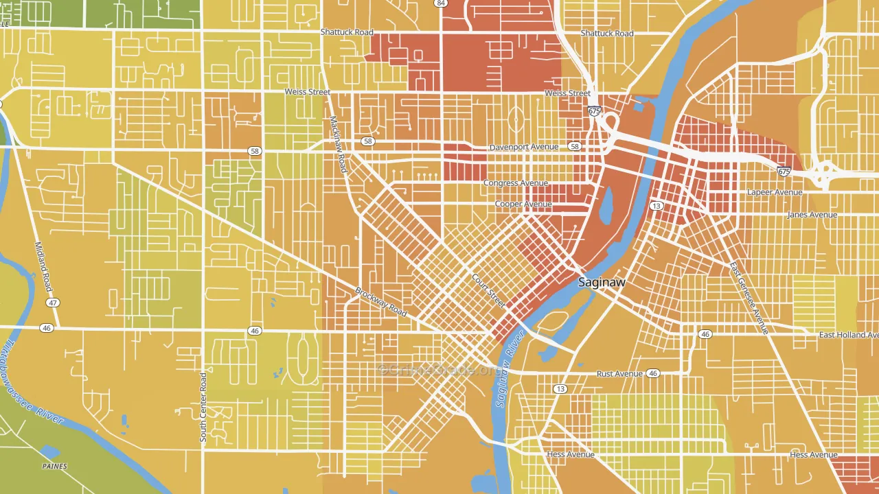 48602, MI Map of Vehicle Theft Rates