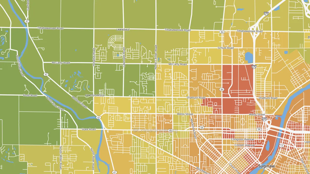 48603, MI Map of Vehicle Theft Rates