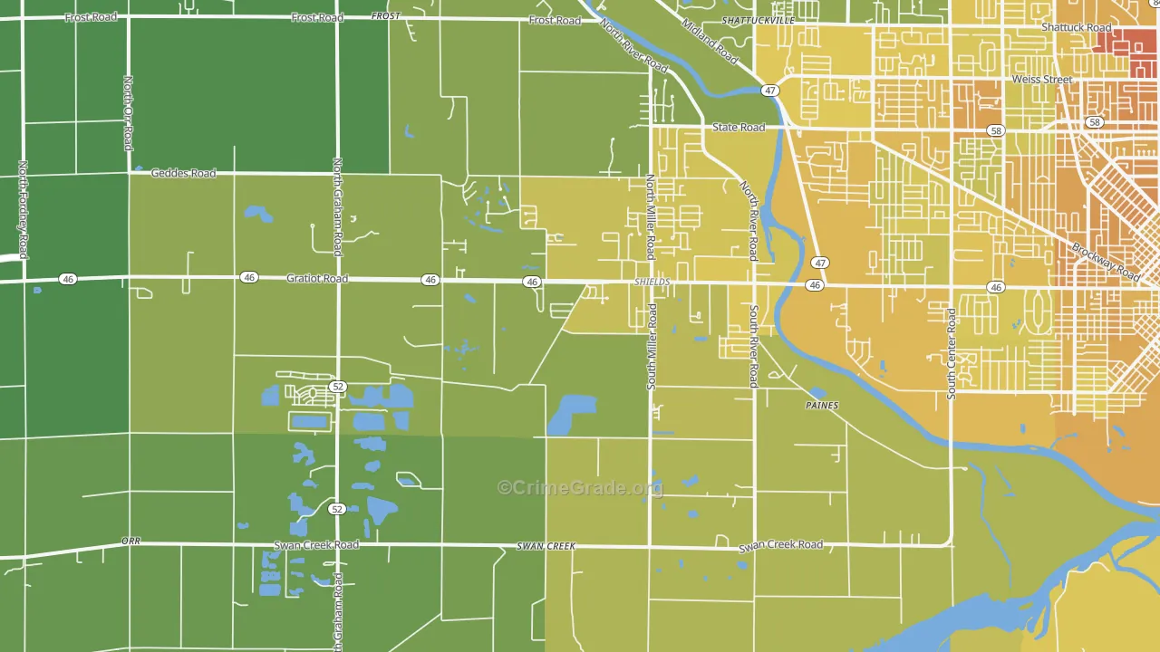 48609, MI Map of Vehicle Theft Rates