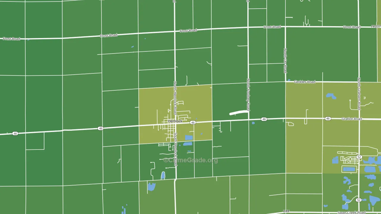 48626, MI Map of Vehicle Theft Rates