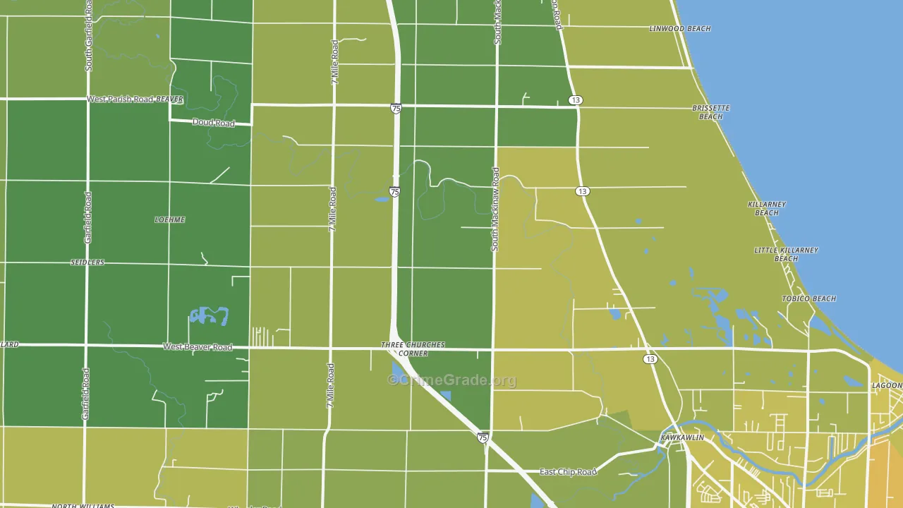 48631, MI Map of Vehicle Theft Rates