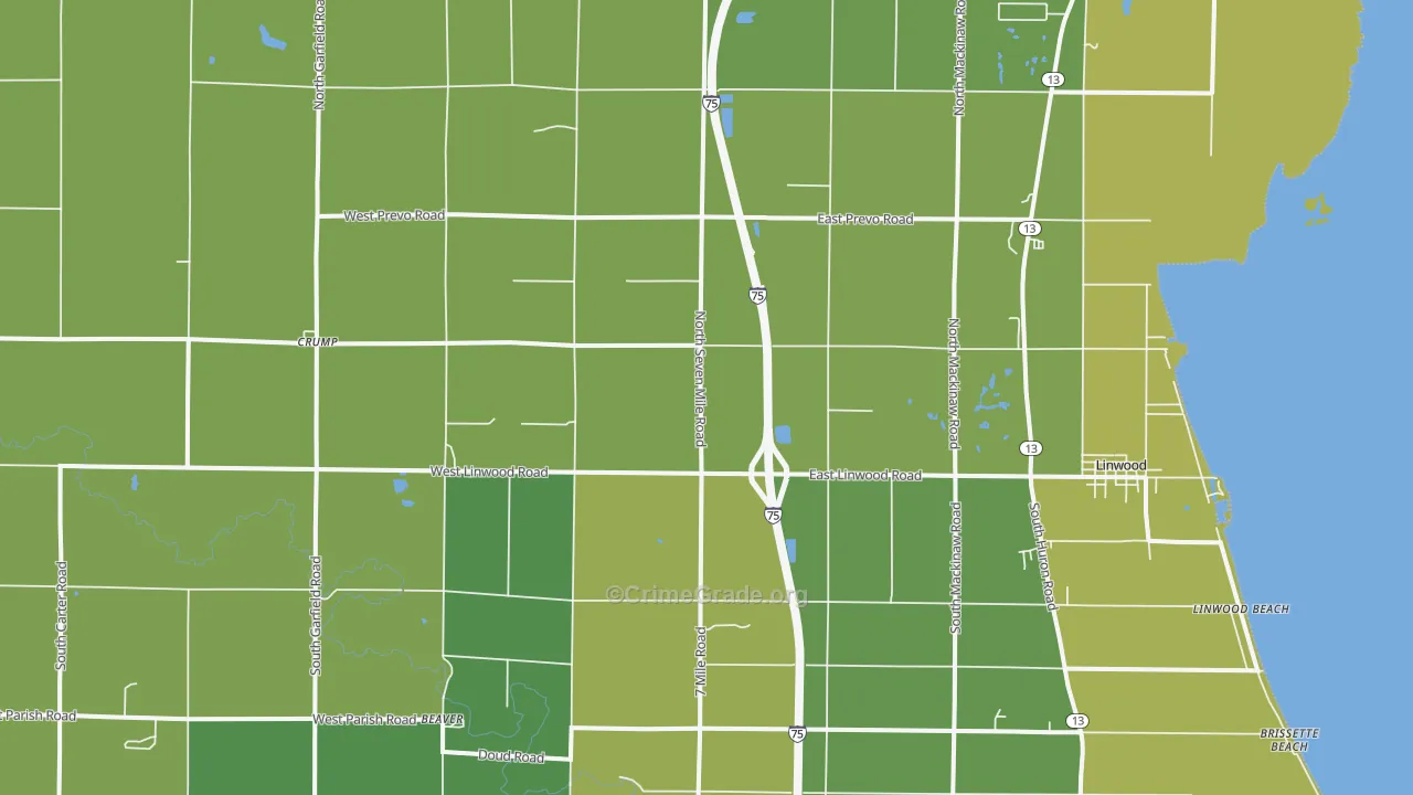 48634, MI Map of Vehicle Theft Rates