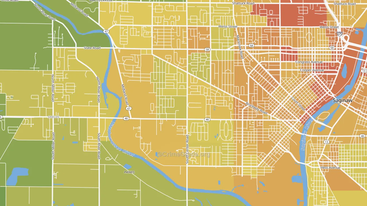 48638, MI Map of Vehicle Theft Rates