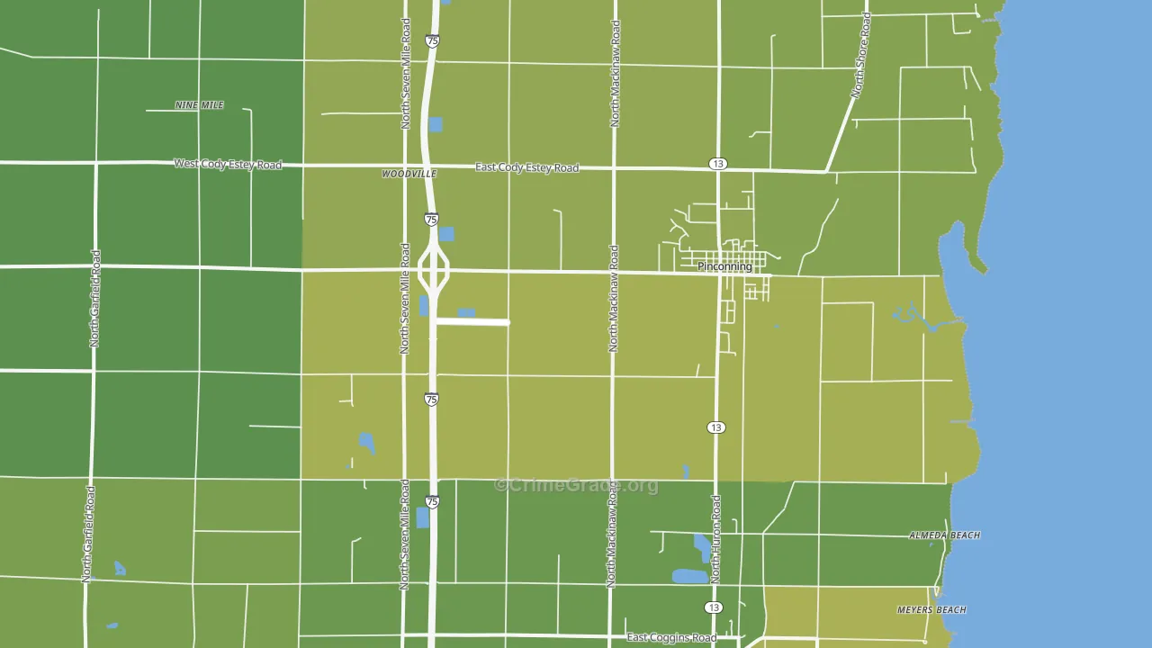 48650, MI Map of Vehicle Theft Rates