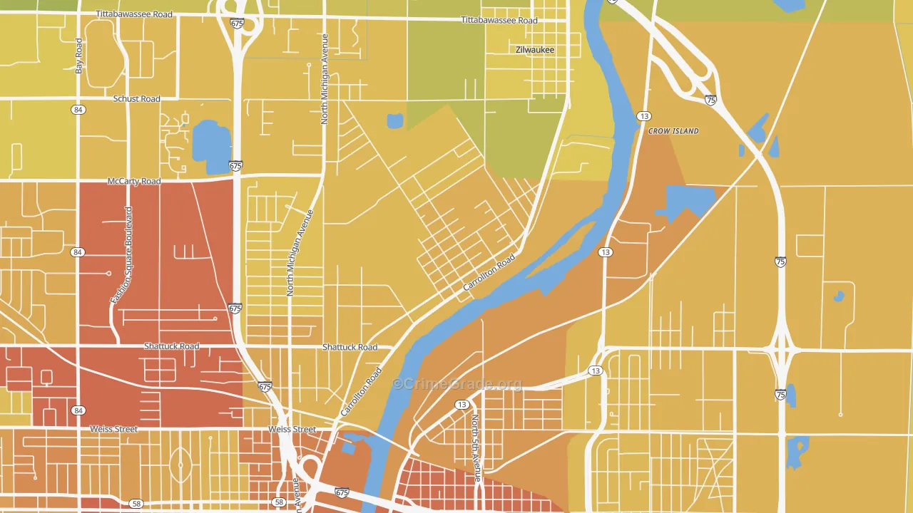 48724, MI Map of Vehicle Theft Rates