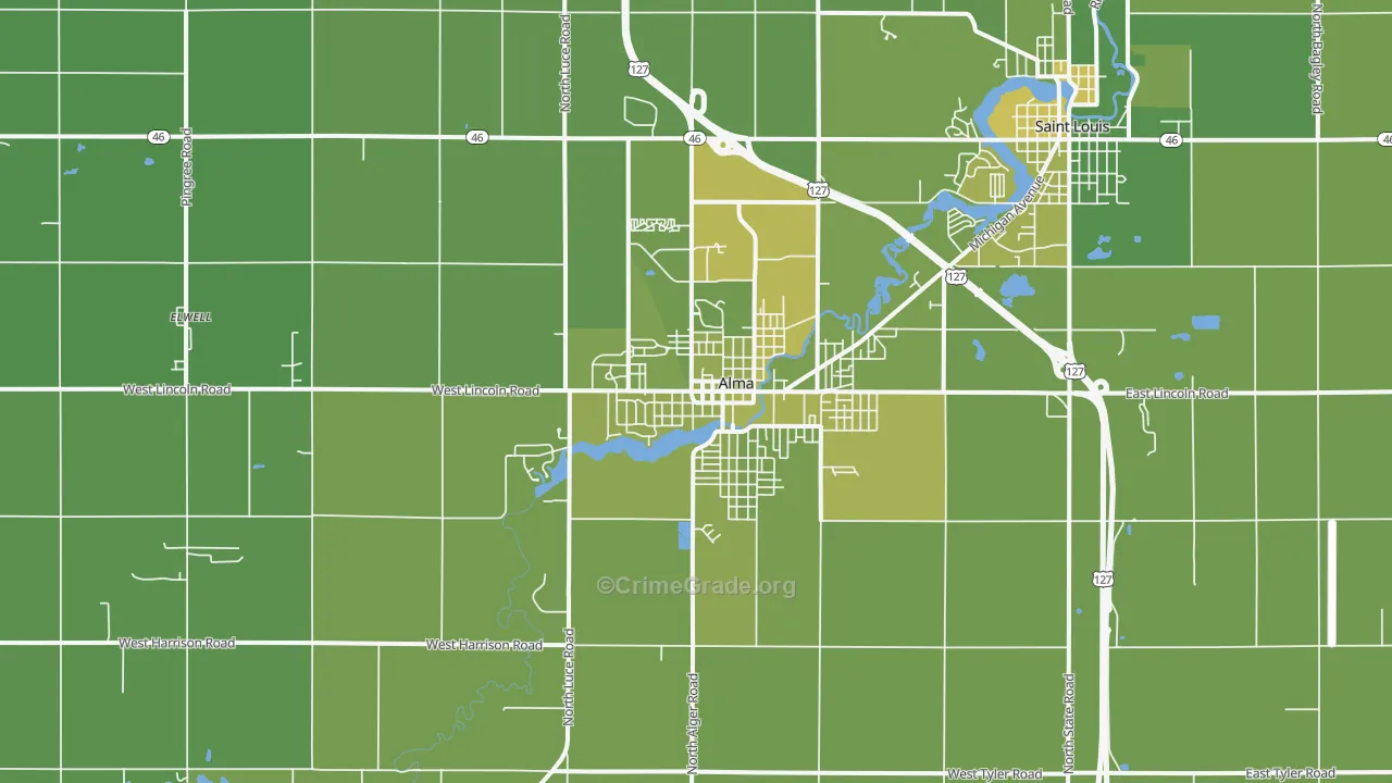 48801, MI Map of Vehicle Theft Rates