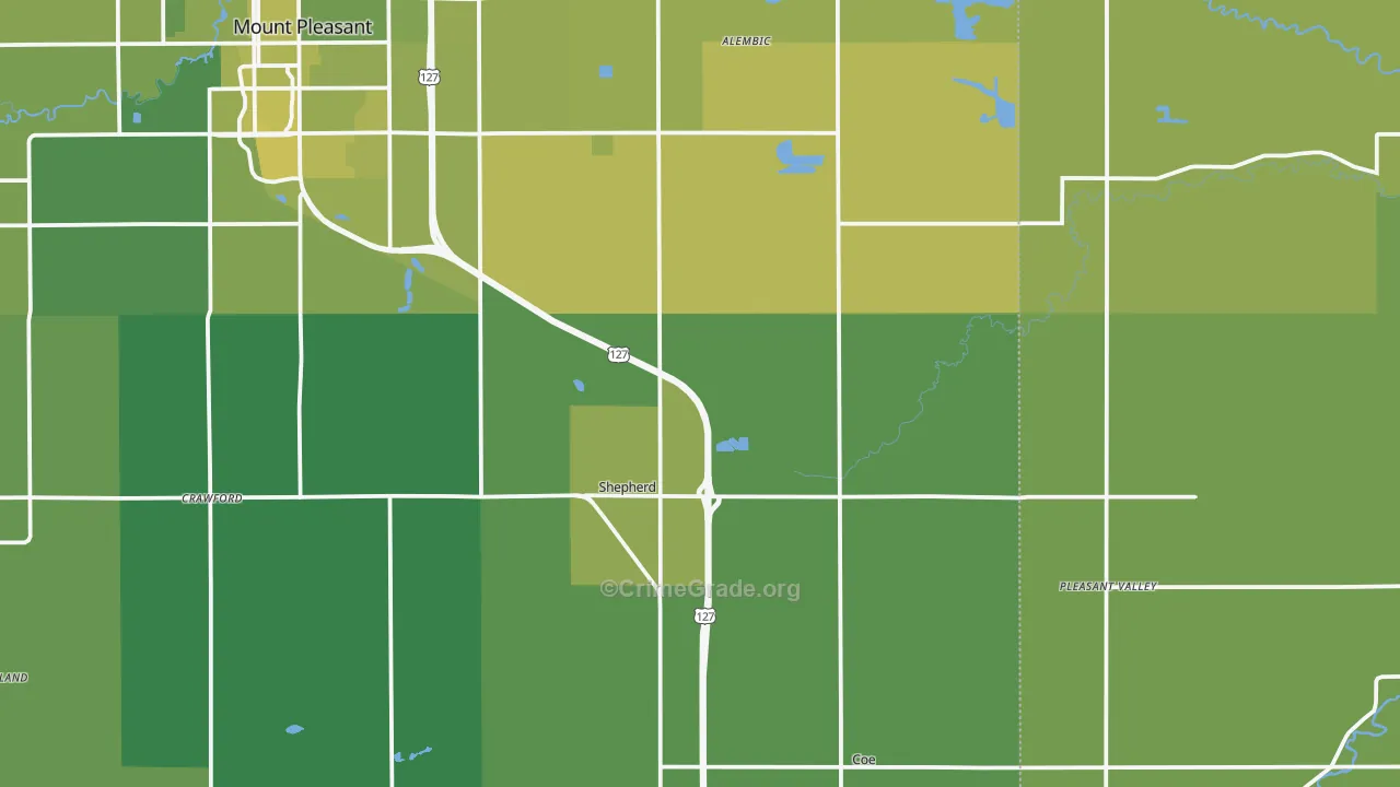 48883, MI Map of Vehicle Theft Rates