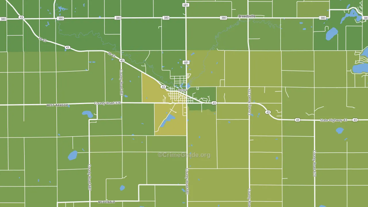 49013, MI Map of Vehicle Theft Rates