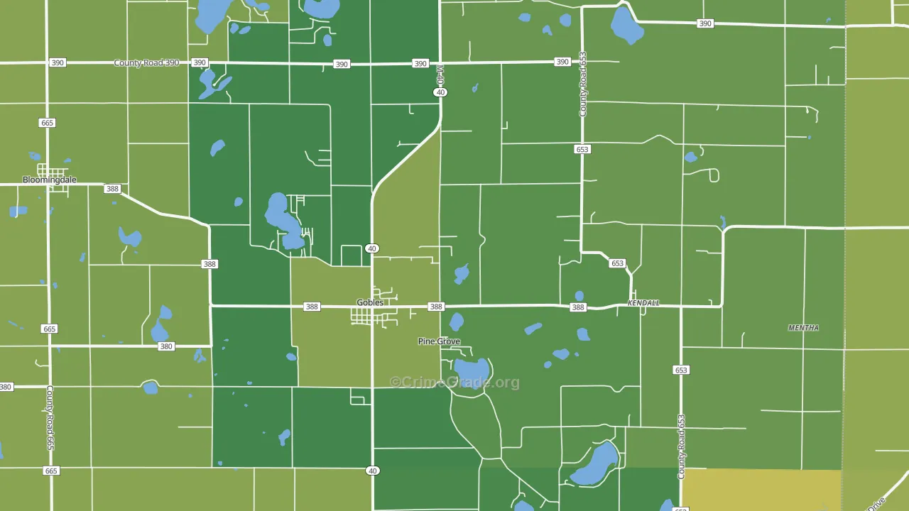 49055, MI Map of Vehicle Theft Rates