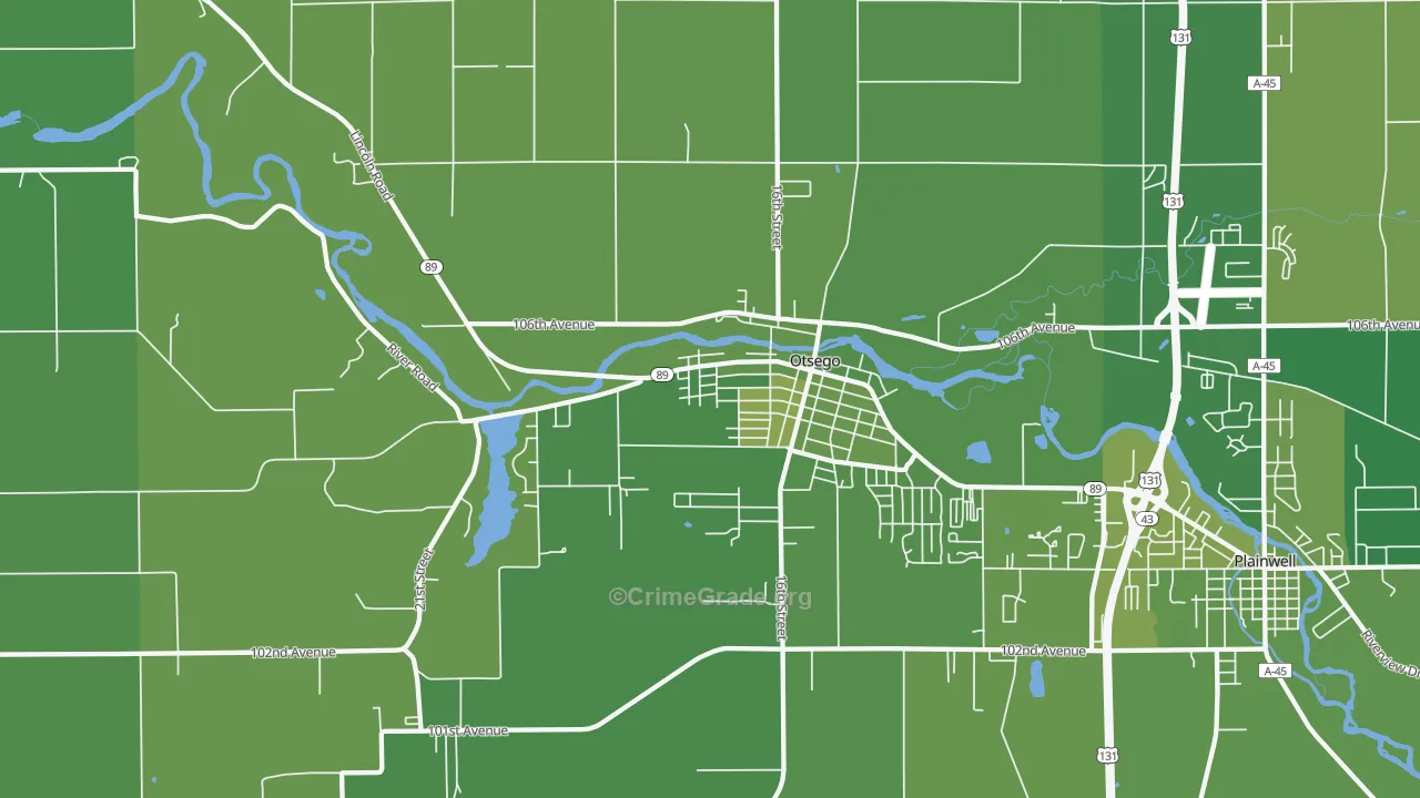 49078, MI Map of Vehicle Theft Rates