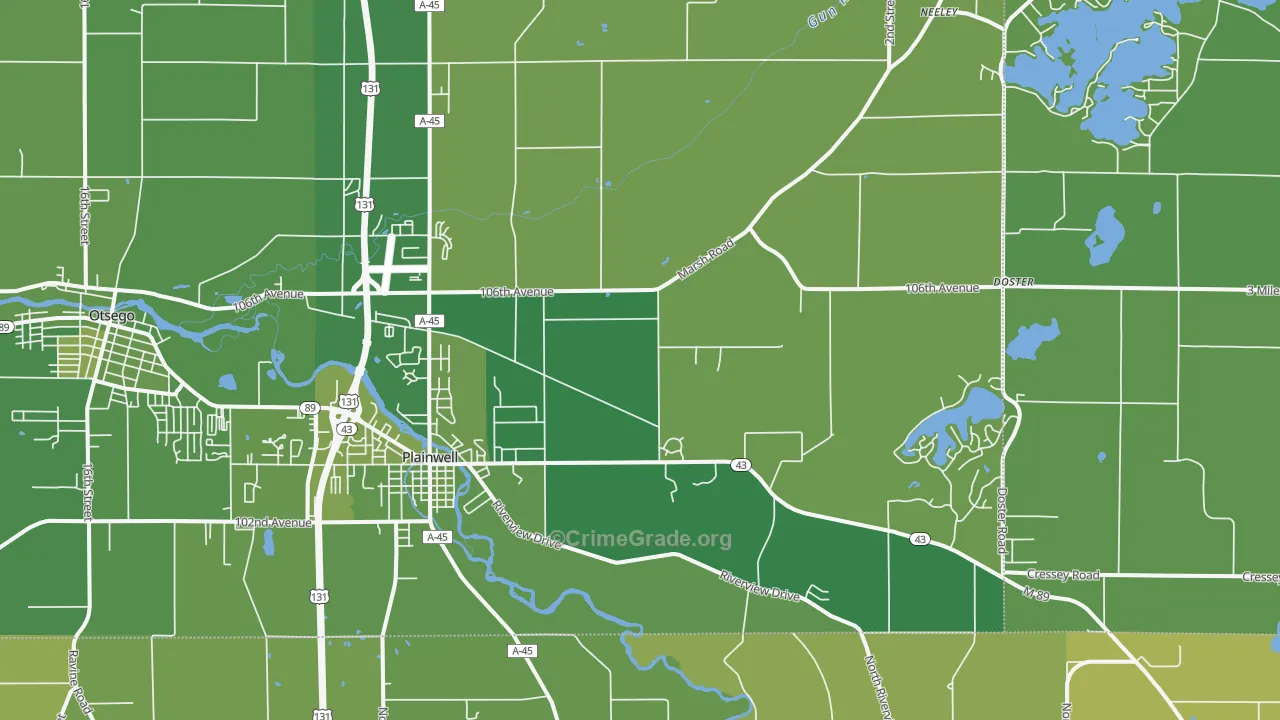 49080, MI Map of Vehicle Theft Rates