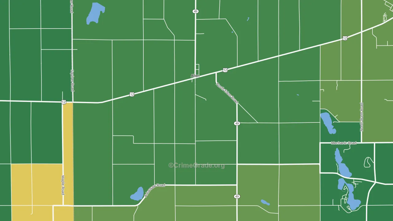 49227, MI Map of Vehicle Theft Rates